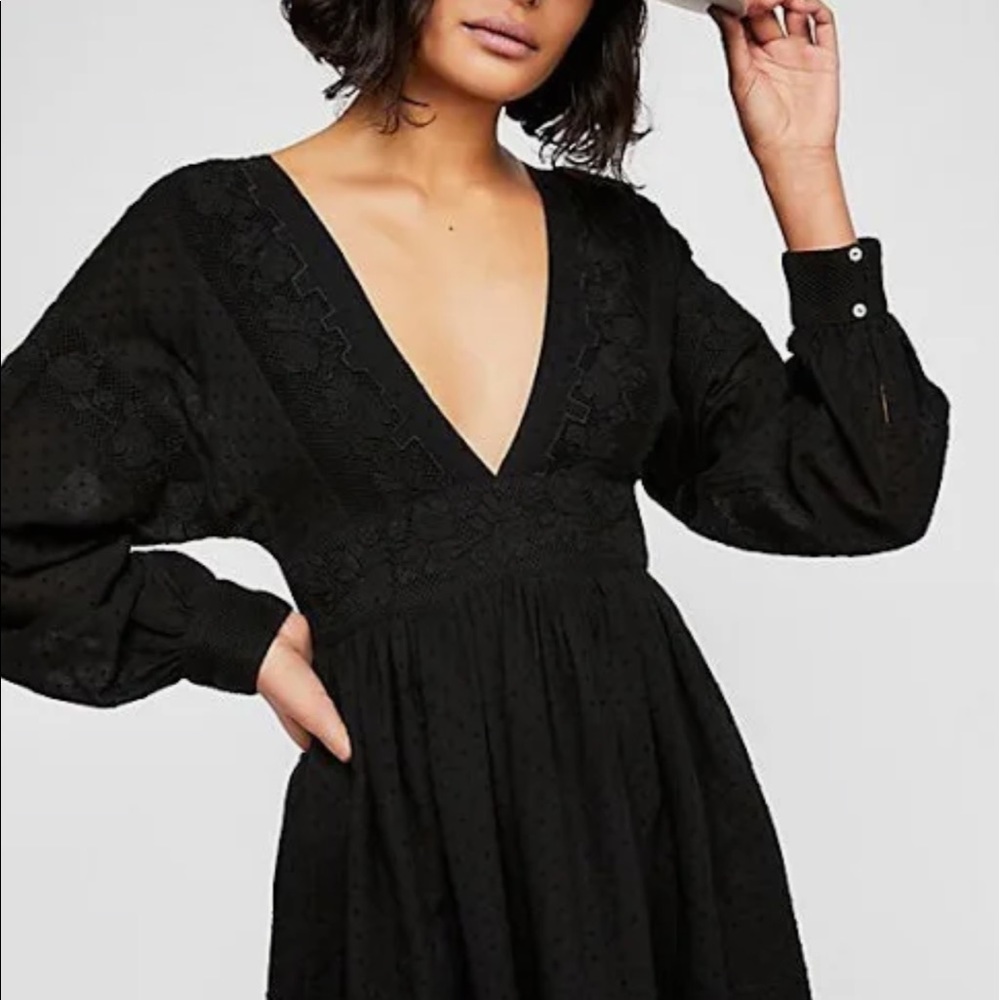 NWT- Free People Sugarpie Mini boho black dress - M